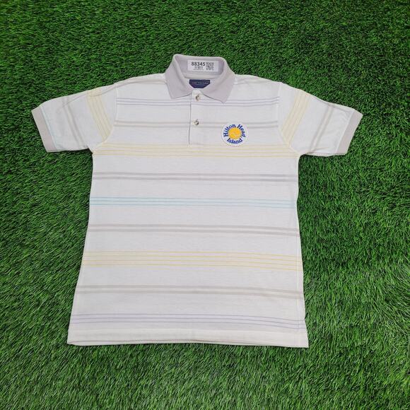 Vintage 90s Hilton-Head-Island Polo Shirt S/M 19x25 Van-Heusen - Picture 1 of 12